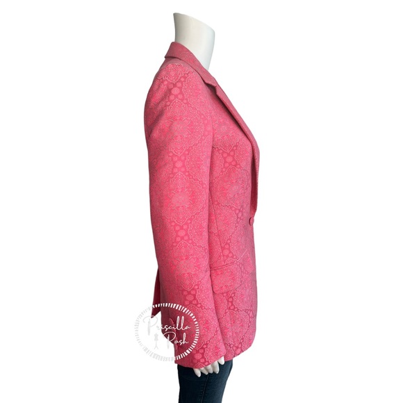 Stella McCartney Bright Pink Floral Paisley Jacquard Long Line Blazer Jacket - Picture 10 of 17